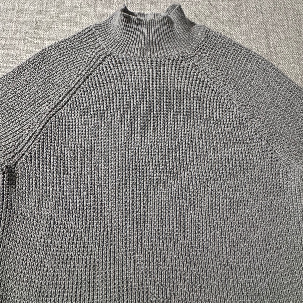 MICHAEL KORS Gray Waffle Knit Mock Neck Sweater Tunic Hi-Lo Long Sleeve Women S - Picture 2 of 14